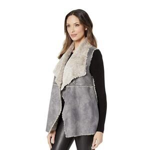 DYLAN Grey Size Large Faux Shearling Suede/Fur Very Soft Vest Womens